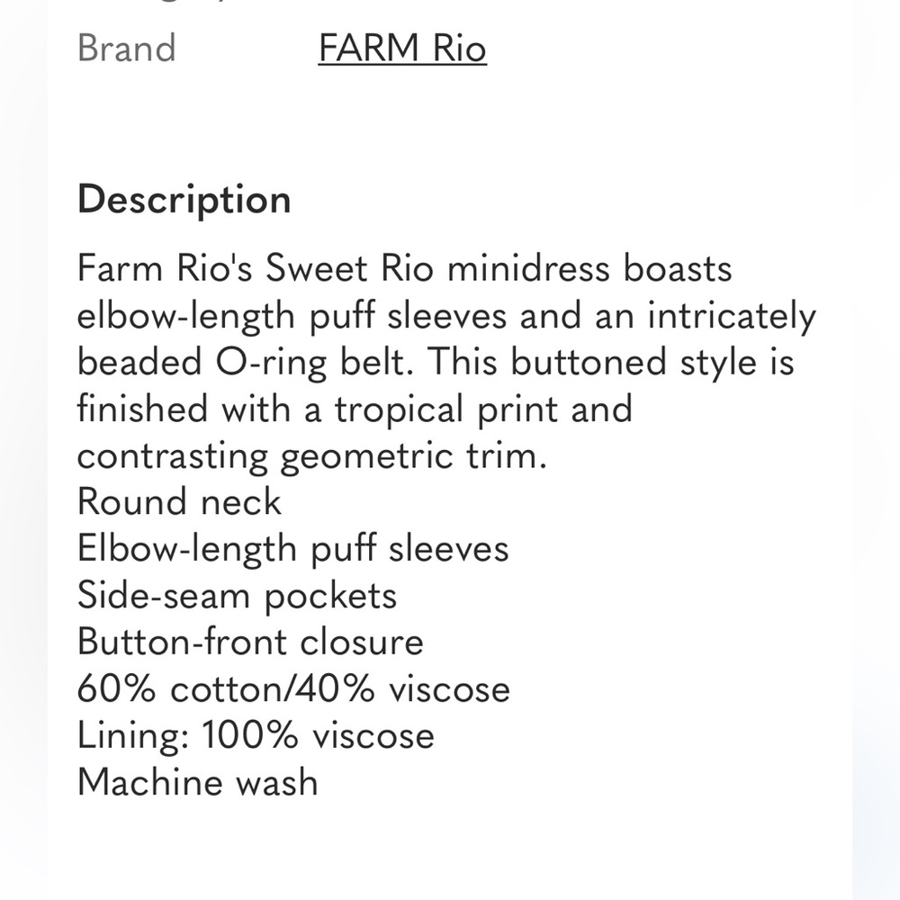 Farm Rio Blue and white Tropical Print Women's mini Dress - Picture 5 of 7